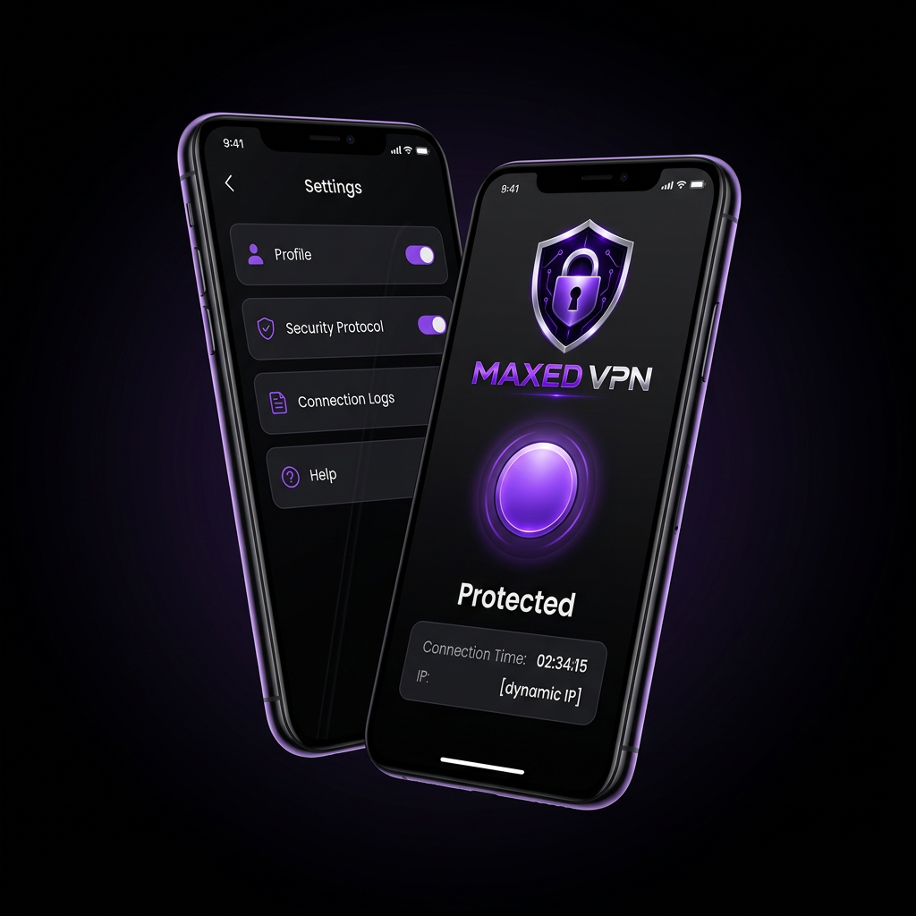 MAXED VPN Android app shown on two phones